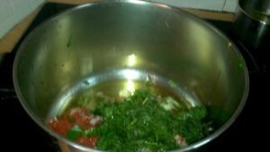 All diced up vegetables in cooking pot